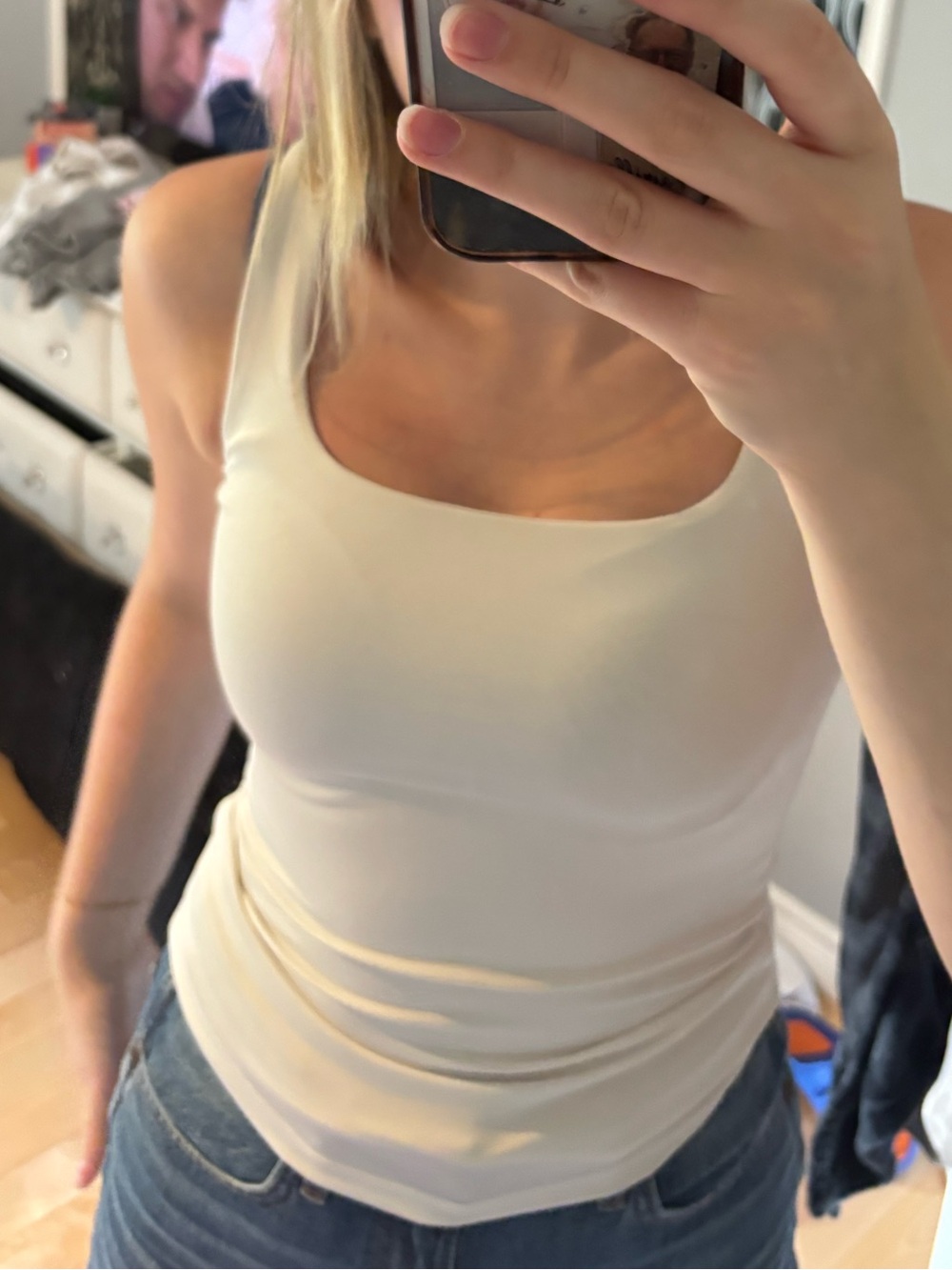 Dynamite Cream Square Neck Tank Top